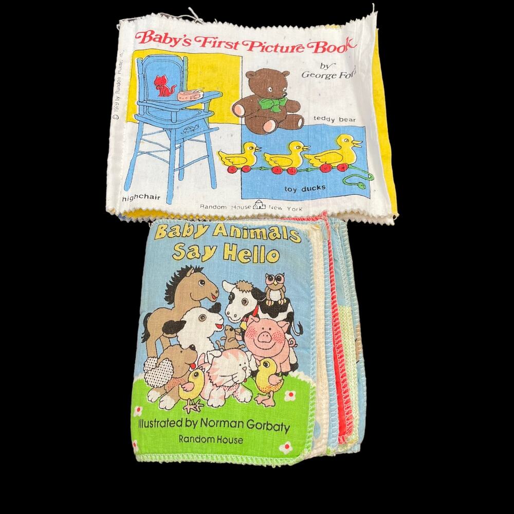 Vintage Cloth Baby Book Lot of 2 Soft 1979 & 1986 Retro Infant Nursery Decor
